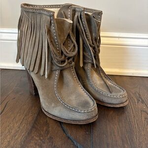 Frye Fringed Ankle Booties, size 7.5